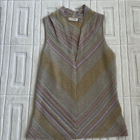Ramy Brook Tops - Ramy Brook Gold Pink Metallic Knit Evening Top XS
